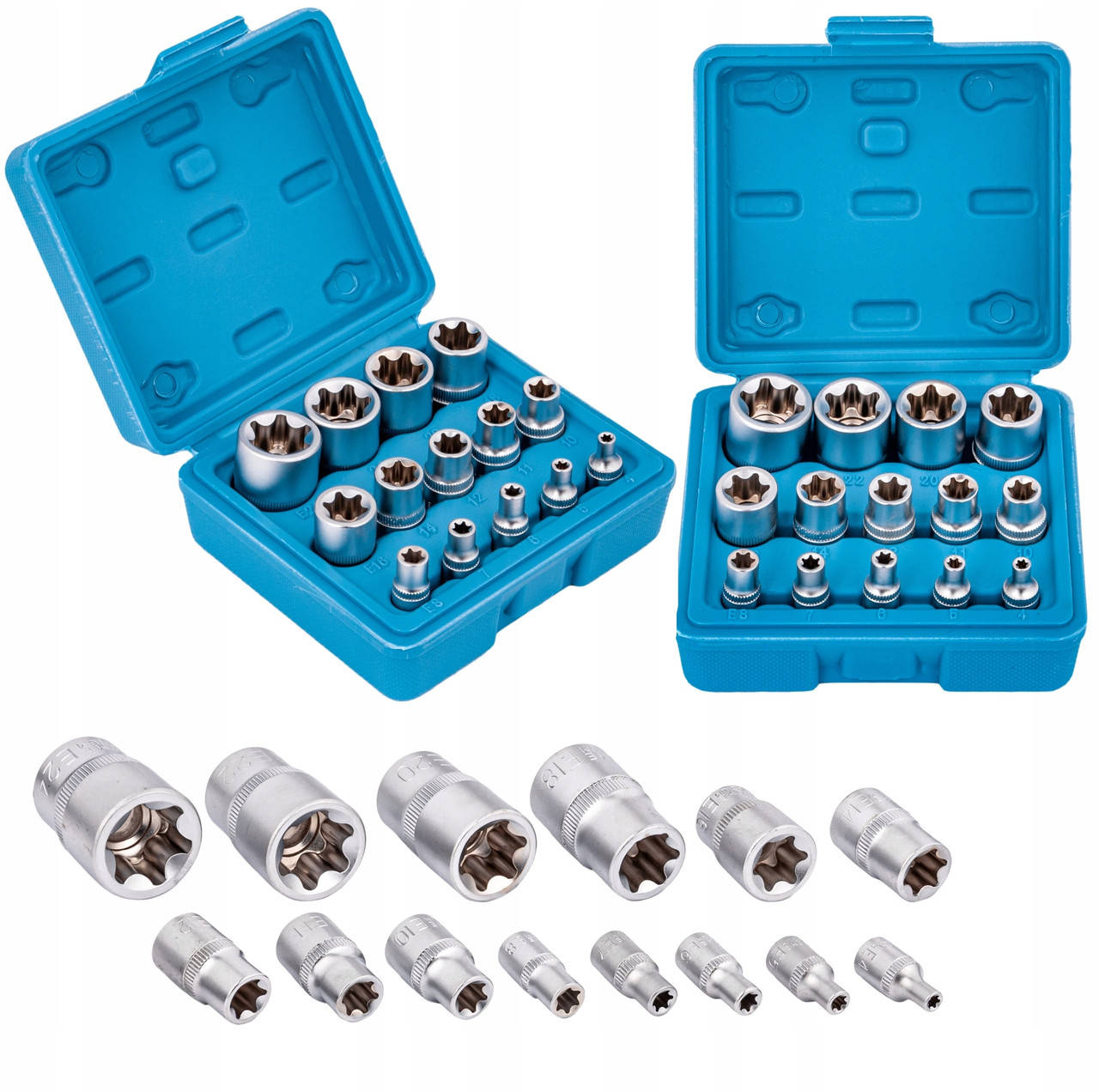 

Набор головок TORX 1/4"-1/2" E4-E24 14ед в пластиковом кейсе, FT1727 FALONTECH