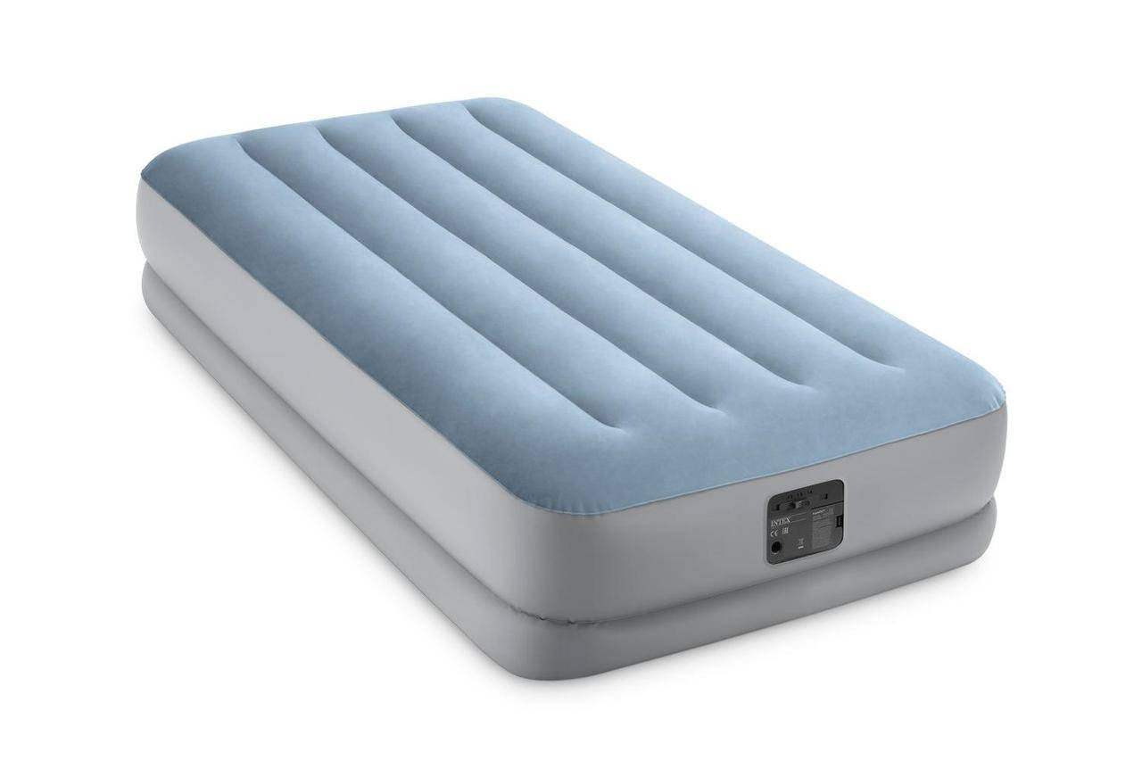 

Односпальная велюровая кровать-матрас Intex 64166, Raised Comfort 99*191*36 см, Серый