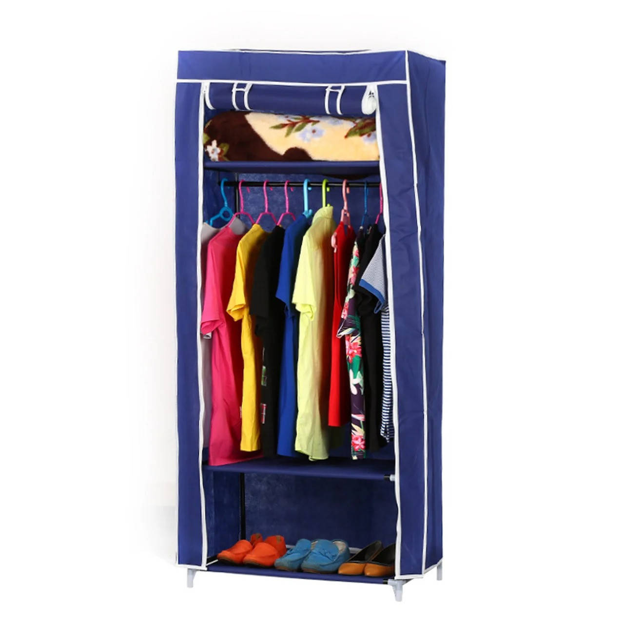 

Складной тканевый шкаф Storage Wardrobe 8870 | Органайзер каркасный для вещей | Мобильный шкаф для одежды -, Синий