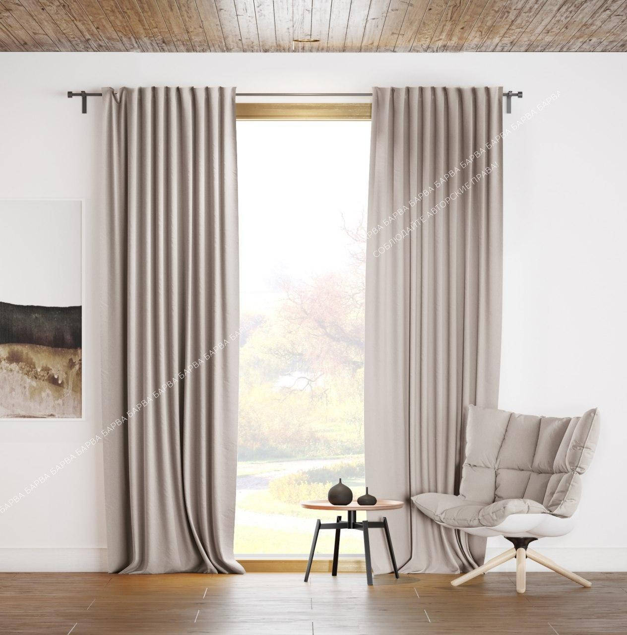 

Однотонные современные шторы в светло сером цвете из коллекции Далтон, готовые шторы в зал, Серый