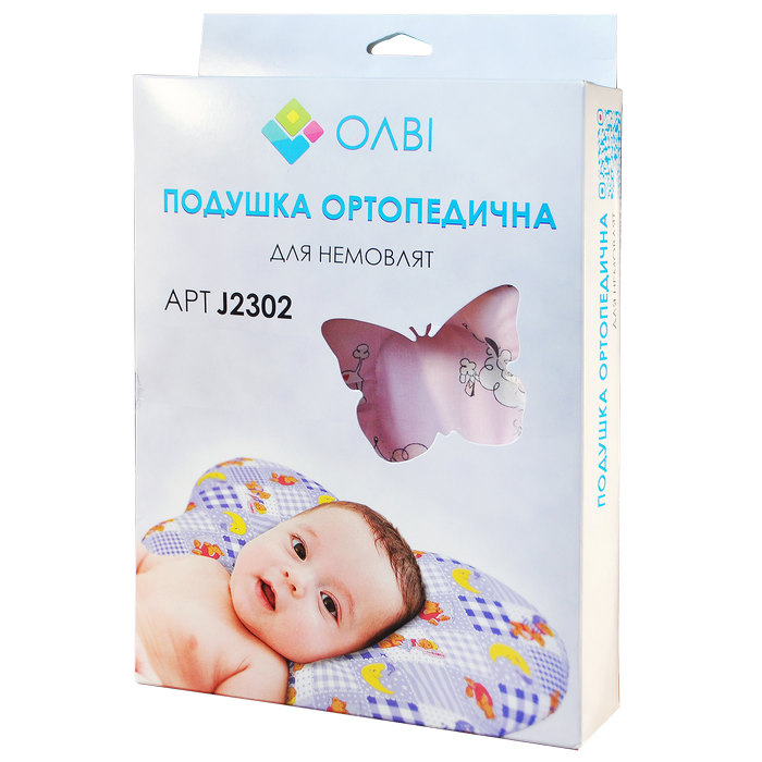 

Ортопедическая подушка для новорожденных в коробке 28,5х21х7,5см "Бабочка" Olvi J2302BOX