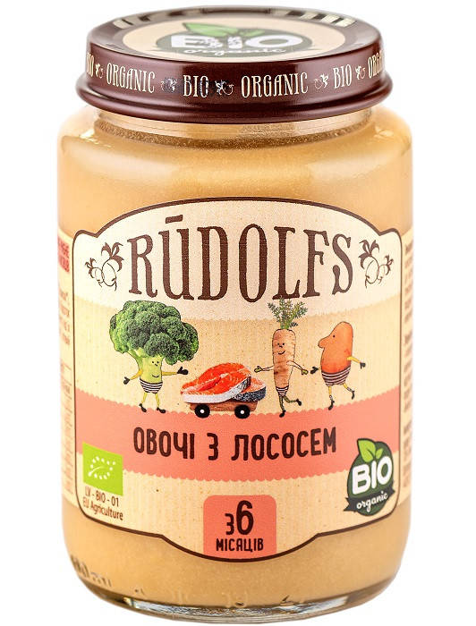 

Rudolfs Пюре органическое рыбно-овощное Лосось с овощами 6м+ (190 г)