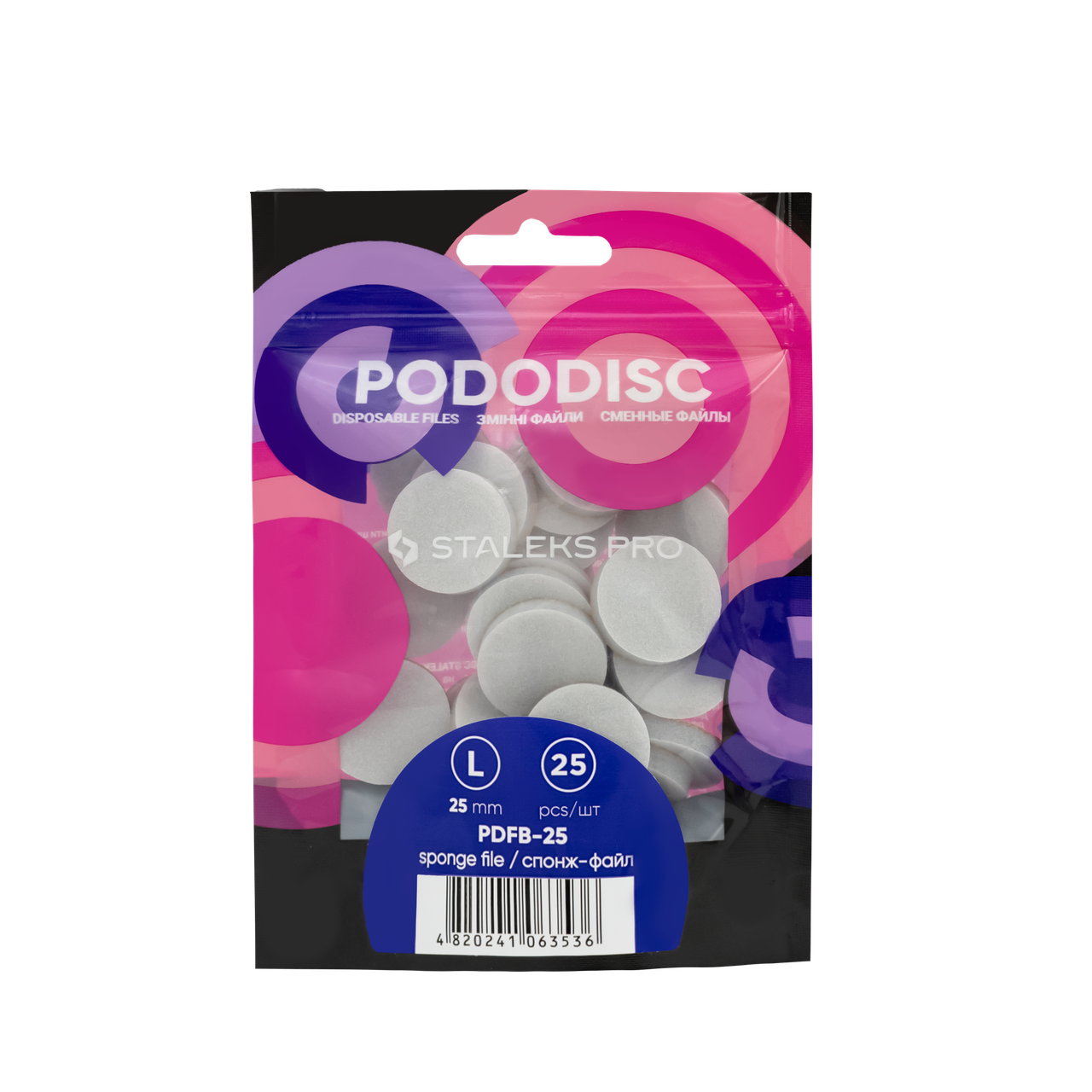 

Спонж-файл для педикюрного диска PODODISC STALEKS PRO L (25 шт), PDFB-25