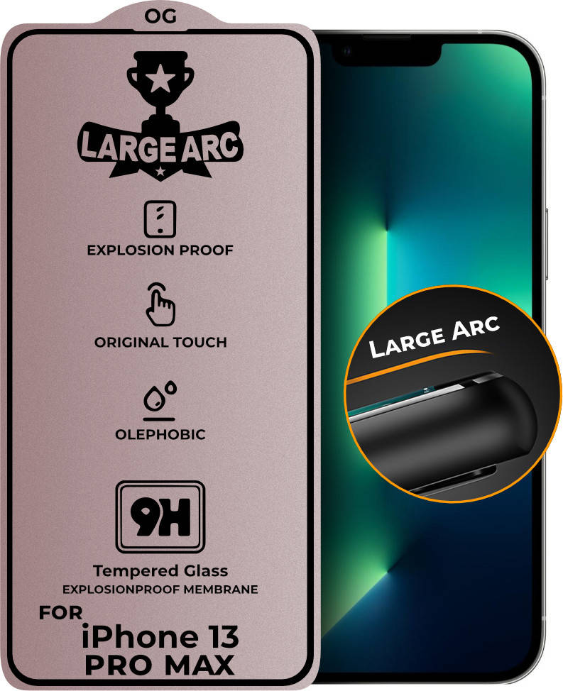

Защитное стекло Large Arc iPhone 13 Pro Max (Full Glue) (Айфон 13 Про Макс)