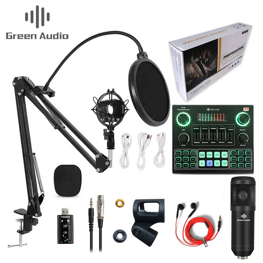 

Микрофон Студийный Green Audio. BM-800 (комплект) со Звуковой Картой V9 Стойкой , Ветрозащитой , Наушниками
