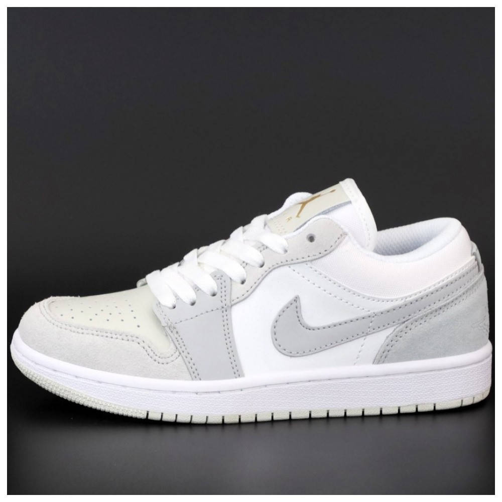 

Женские кроссовки Nike Air Jordan 1 Retro Low, серо-белые кожаные кроссовки найк аир джордан 1 ретро лов, Серый