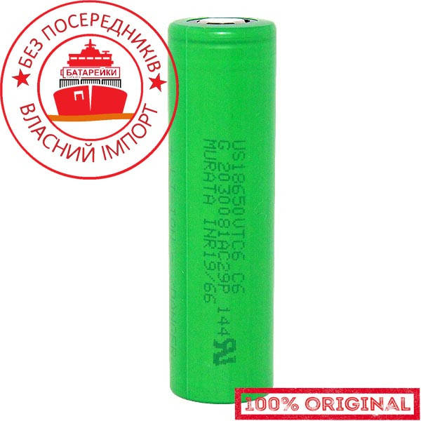 

Аккумулятор Li-ion Sony (Murata) 18650 VTC6 3120 mAh (30A) Оригинал!
