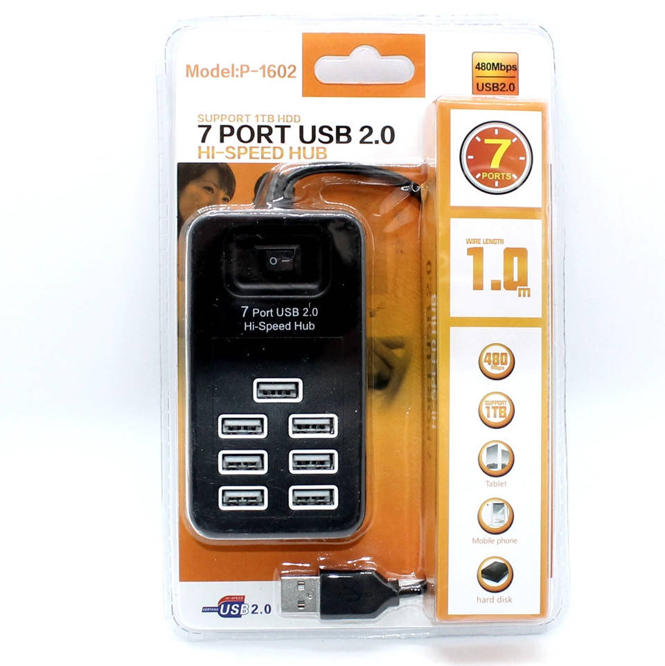 

USB 2.0 хаб Разветвитель с выключателям на 7 портов Юсб Концентратор HUB Удлинитель P1602