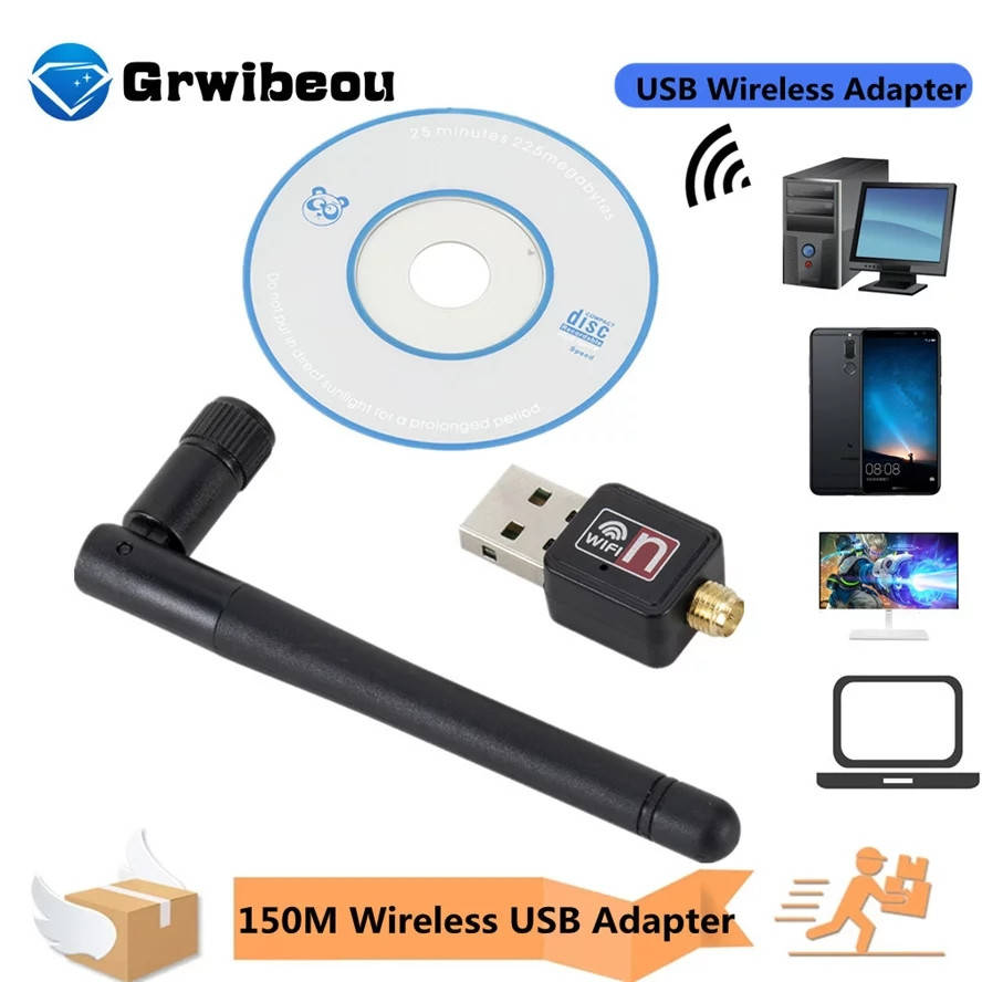 

USB wifi адаптер со съёмной антенной + диск с драйвером