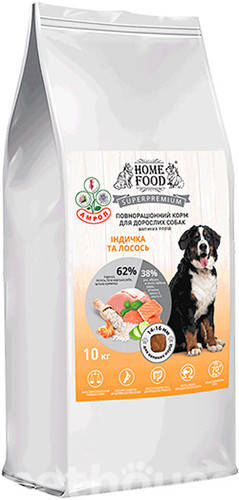 

Home Food с лососем и индейкой для взрослых собак крупных пород 10кг