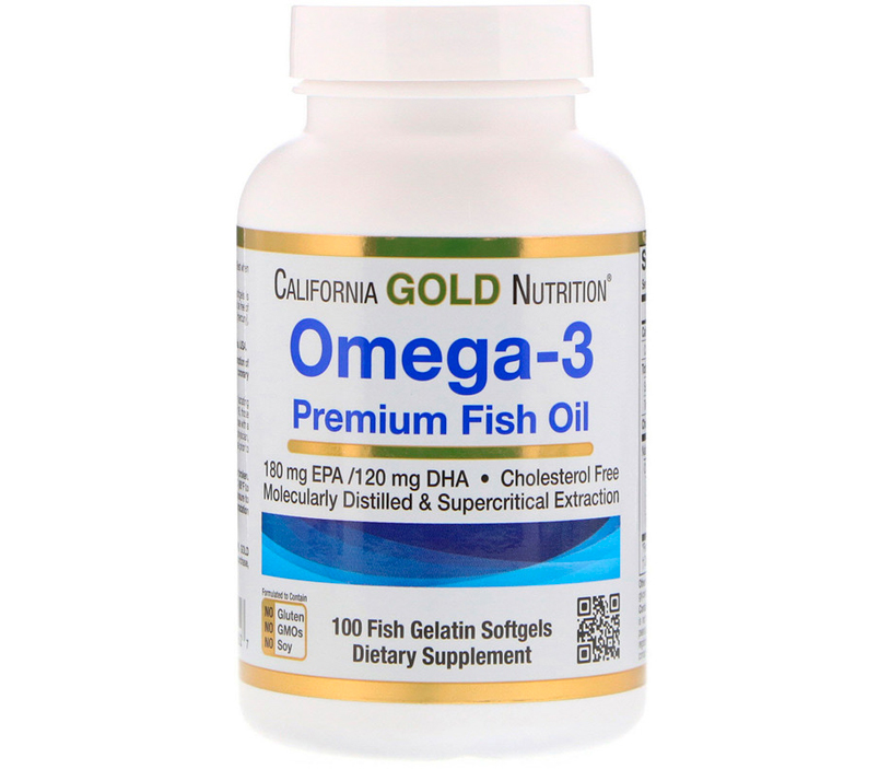 

California Gold Nutrition Omega-3 рыбий жир премиального качества, 100 капсул