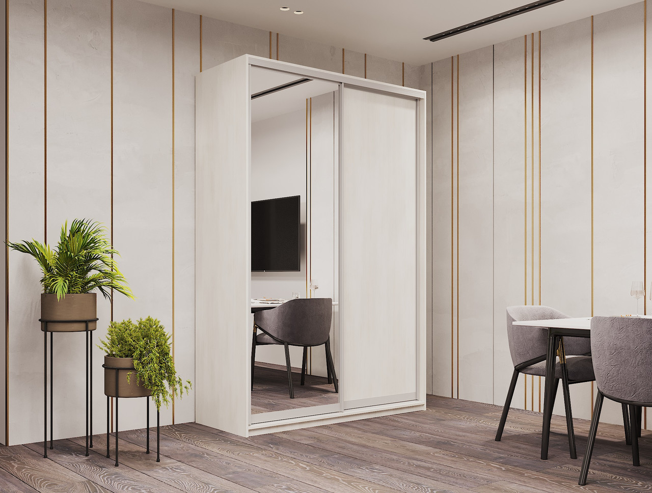 Шафа купе Doros Сіті Лайт Біле дерево 1 ДСП / 1 Дзеркало 150х45х225 (42002060) 3