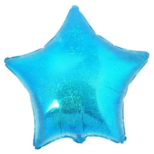 

Фольгированный воздушный шар Звезда голограмма голубая, шары звезды 10" 25 см, Голубой