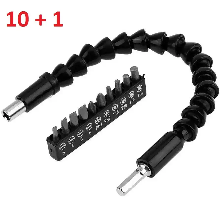 

Удлинитель Гибкий Универсальный для Отвертки и Дрели Flexible Screw Tool + Насадки 10 в 1
