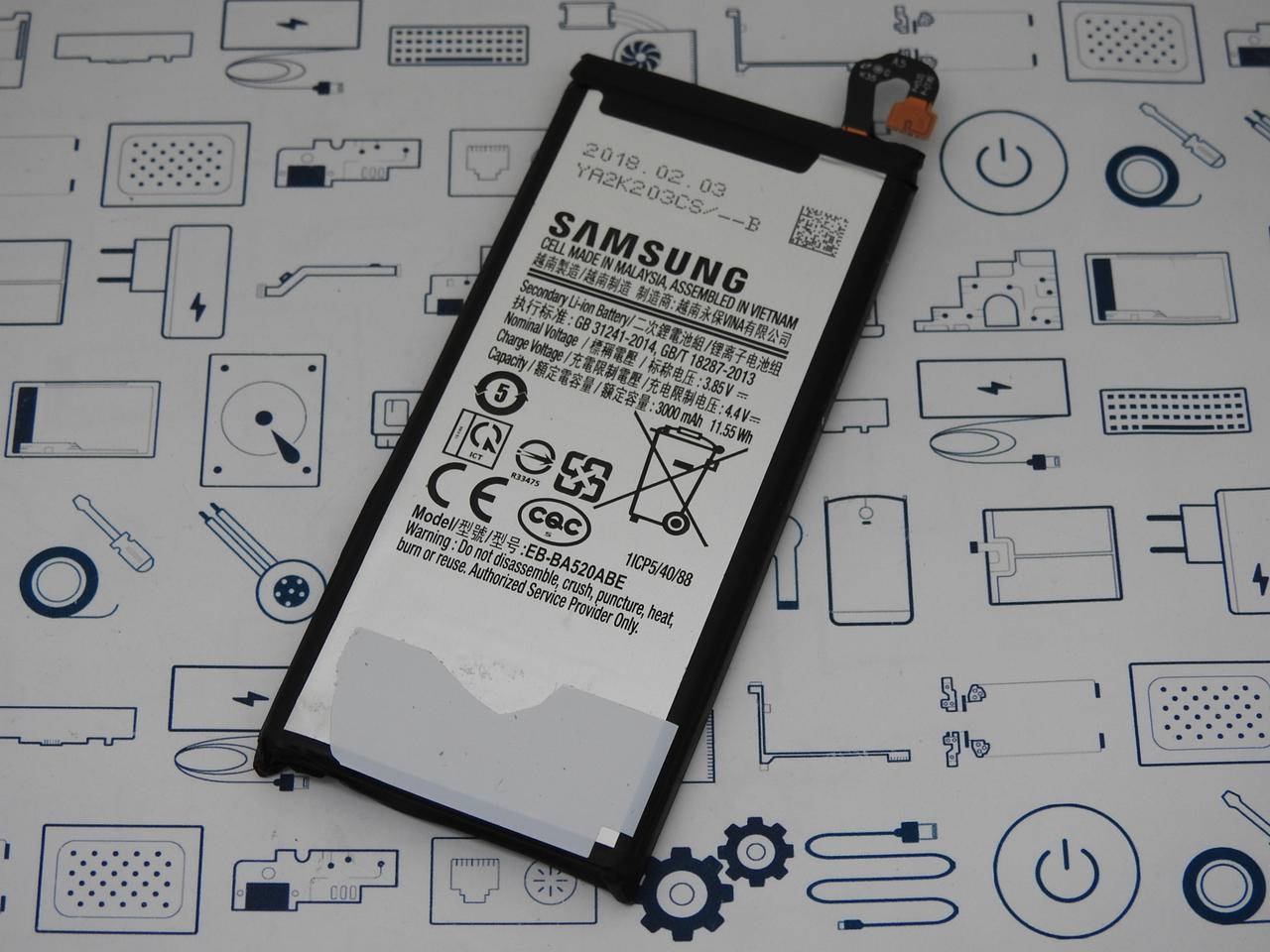 

Батарея аккумуляторная Samsung J5 2017 J530FM EB-BA520ABE Сервисный оригинал с разборки (до 10% износа)