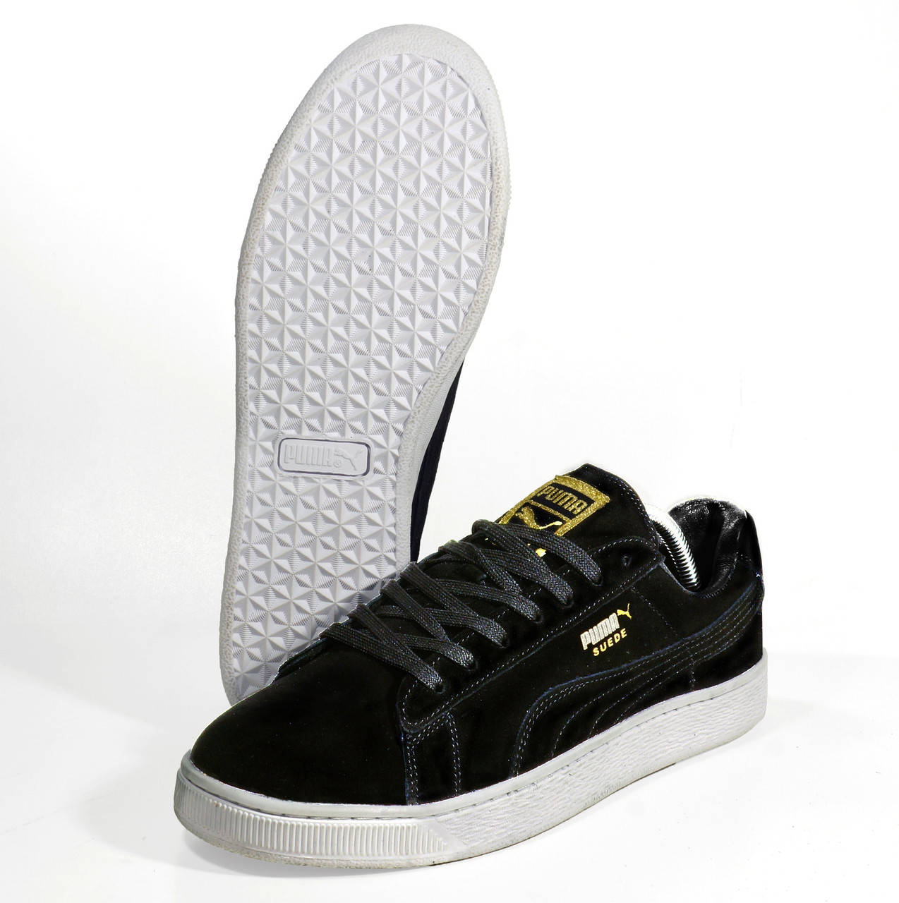 

Мужские кроссовки Puma Suede черные с белой подошвой 43 27.5 см, Черный
