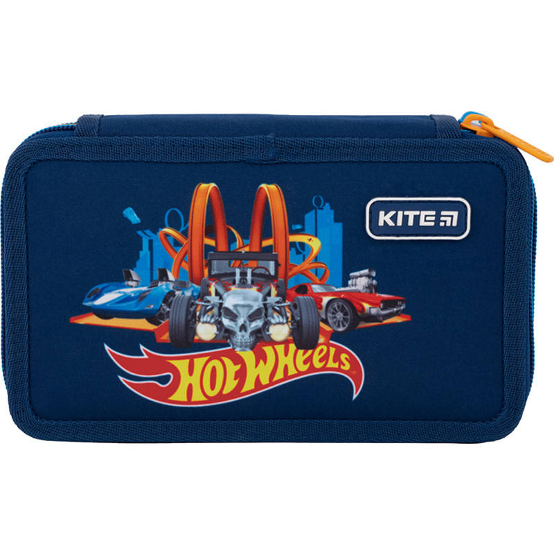 

Пенал без наполнения Kite Hot Wheels 2 отделения HW22-623, Синий