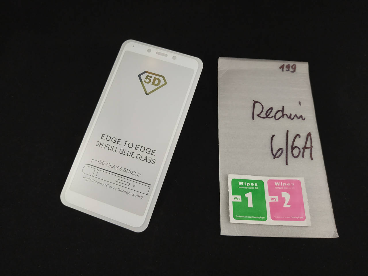 

5D full glue защитное стекло для Xiaomi Redmi 6 (white) полная проклейка, Белый