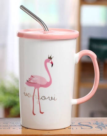 

Чашка с крышкой и трубочкой Flamingo 350 мл
