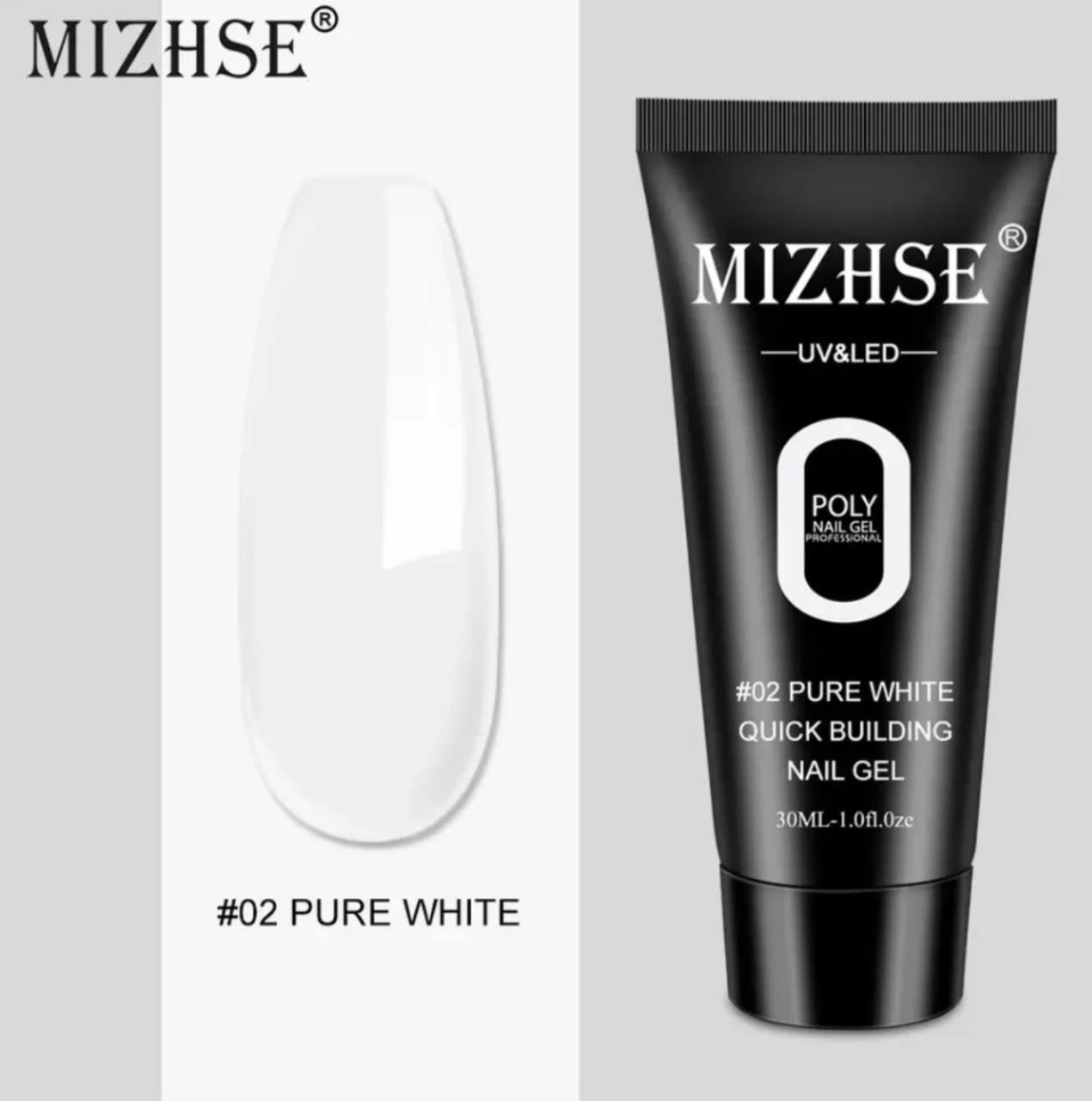 

30мл. Mizhse Полигель Акрил гель, акригель для наращивания и укрепление ногтей Белый