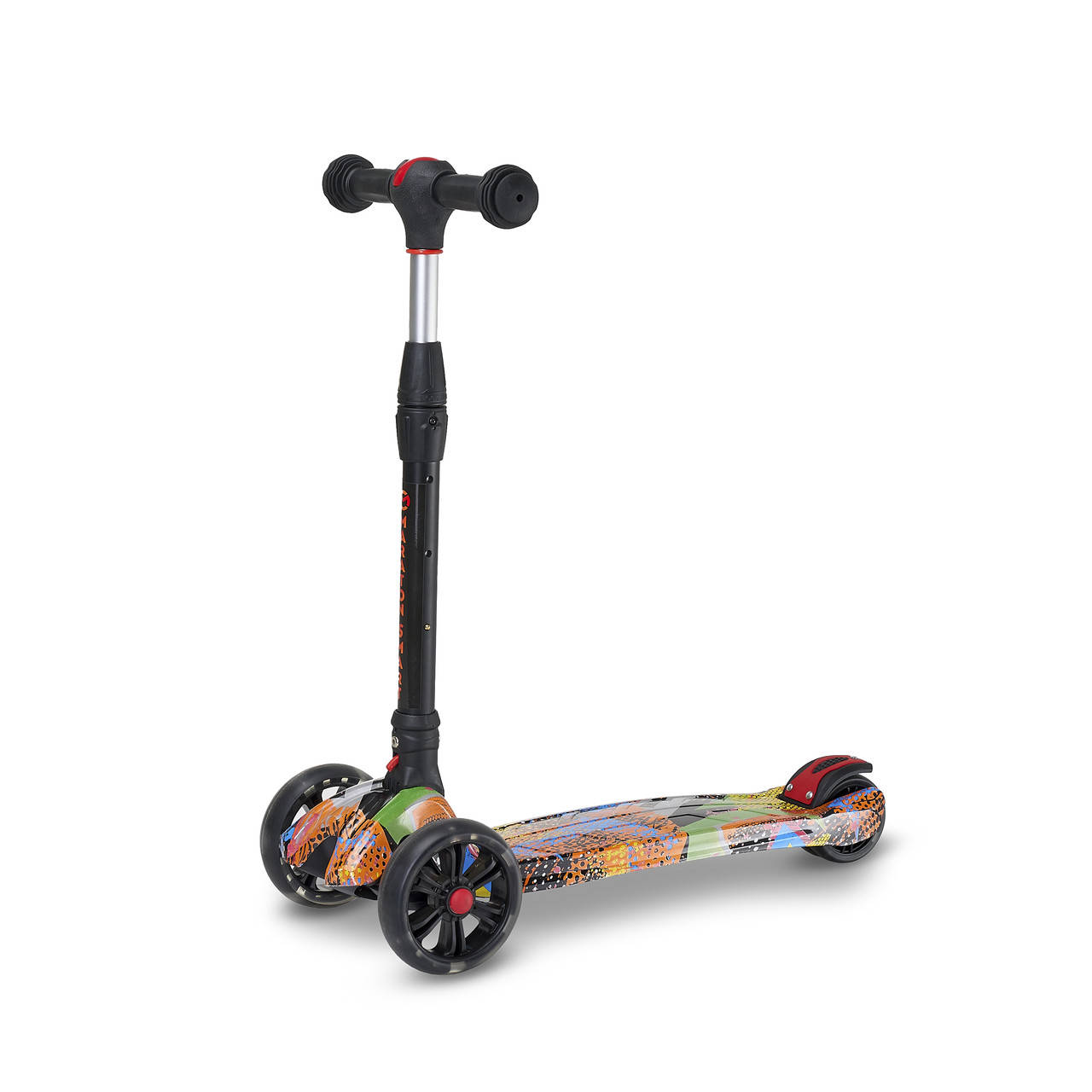 

Самокат Maraton Smart трехколесный граффити со светящимися колесами, Разные цвета