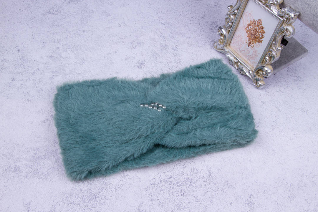 

Чалма повязка на голову, теплая, красивая, пушистая повязка, Зелёный