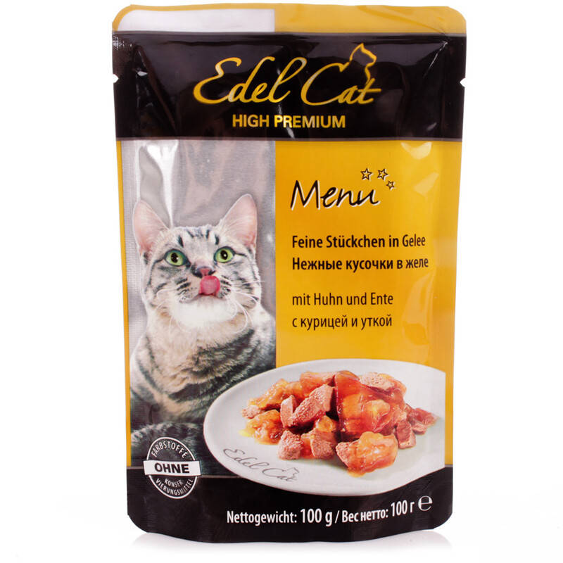 

Влажный корм для кошек Edel Cat Нежные кусочки в желе с курицей и уткой 100 г Акция