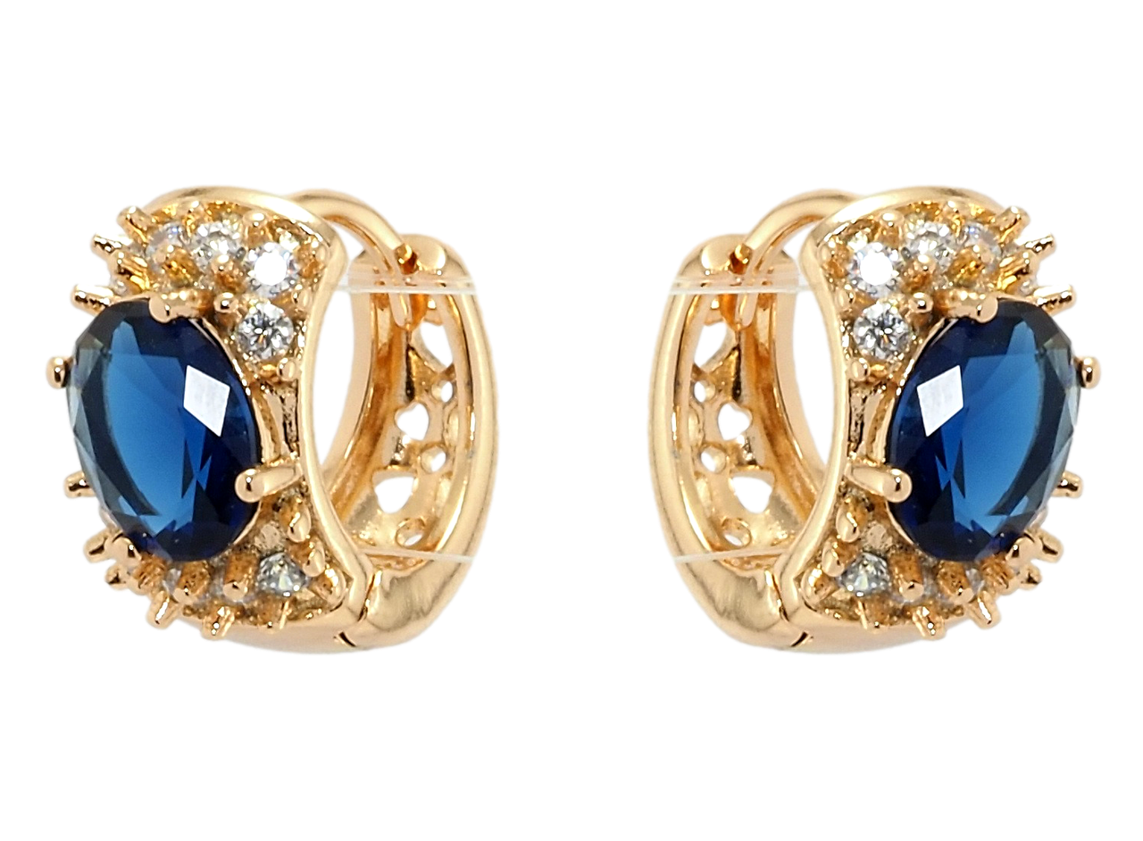 

Серьги Xuping Позолота 18K колечки "Ежики с синим фианитом"