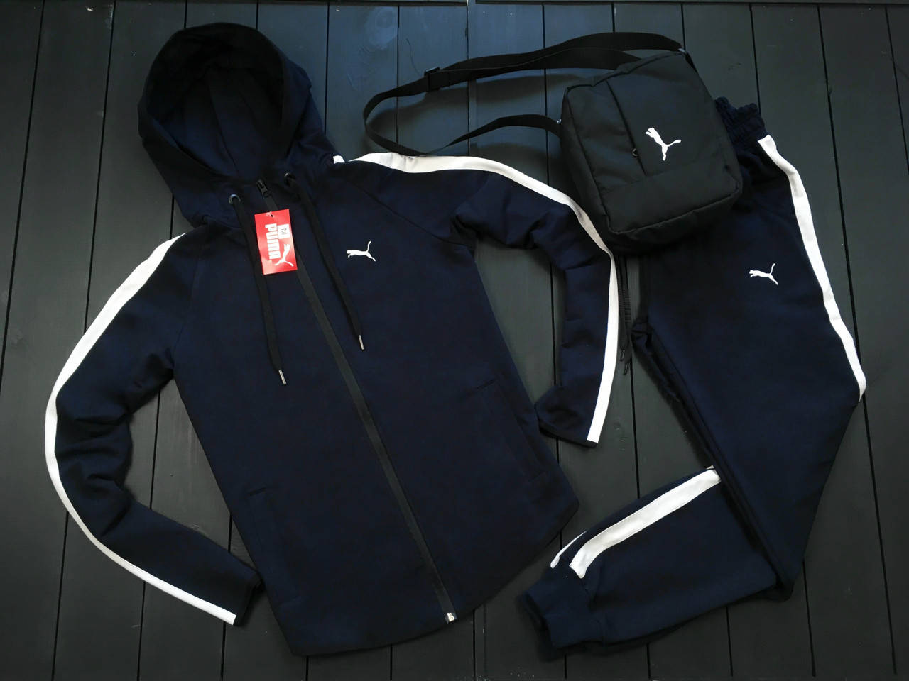 

Спортивный костюм Puma navy мужской / осенний весенний ЛЮКС качества, Темно-синий