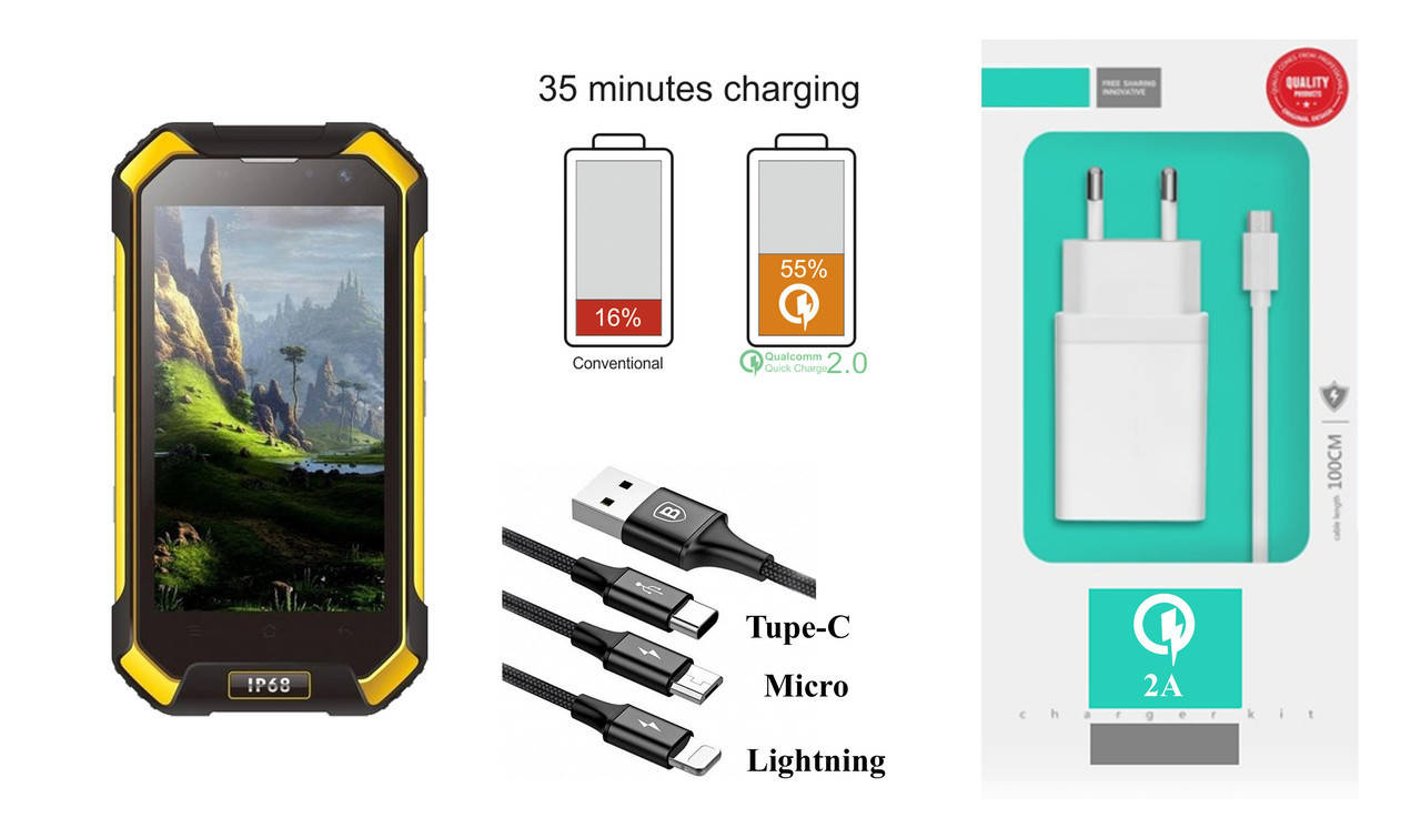 

Сетевое зарядное устройство Blackview BV6000s, Fast Charger 2.1A, Белый