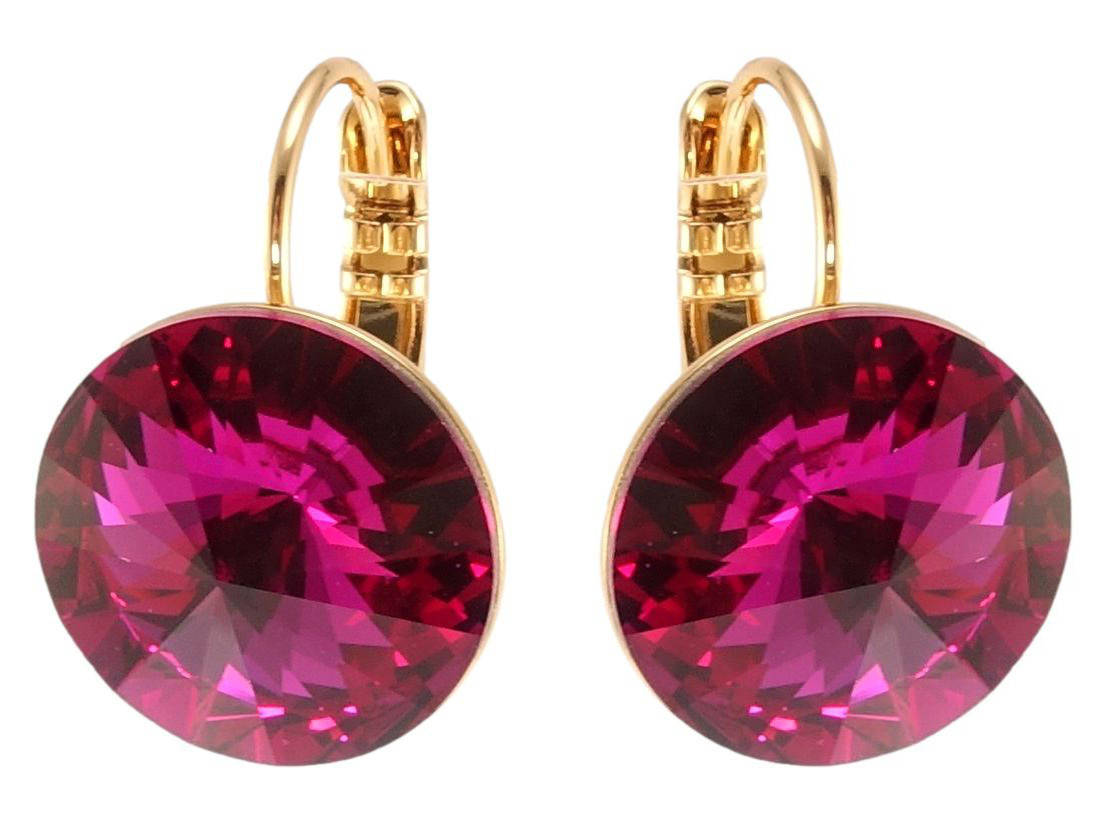 

Серьги Xuping Позолота 18K с кр-ми Swarovski французский замок "Кристаллы Fuchsia ø 14мм