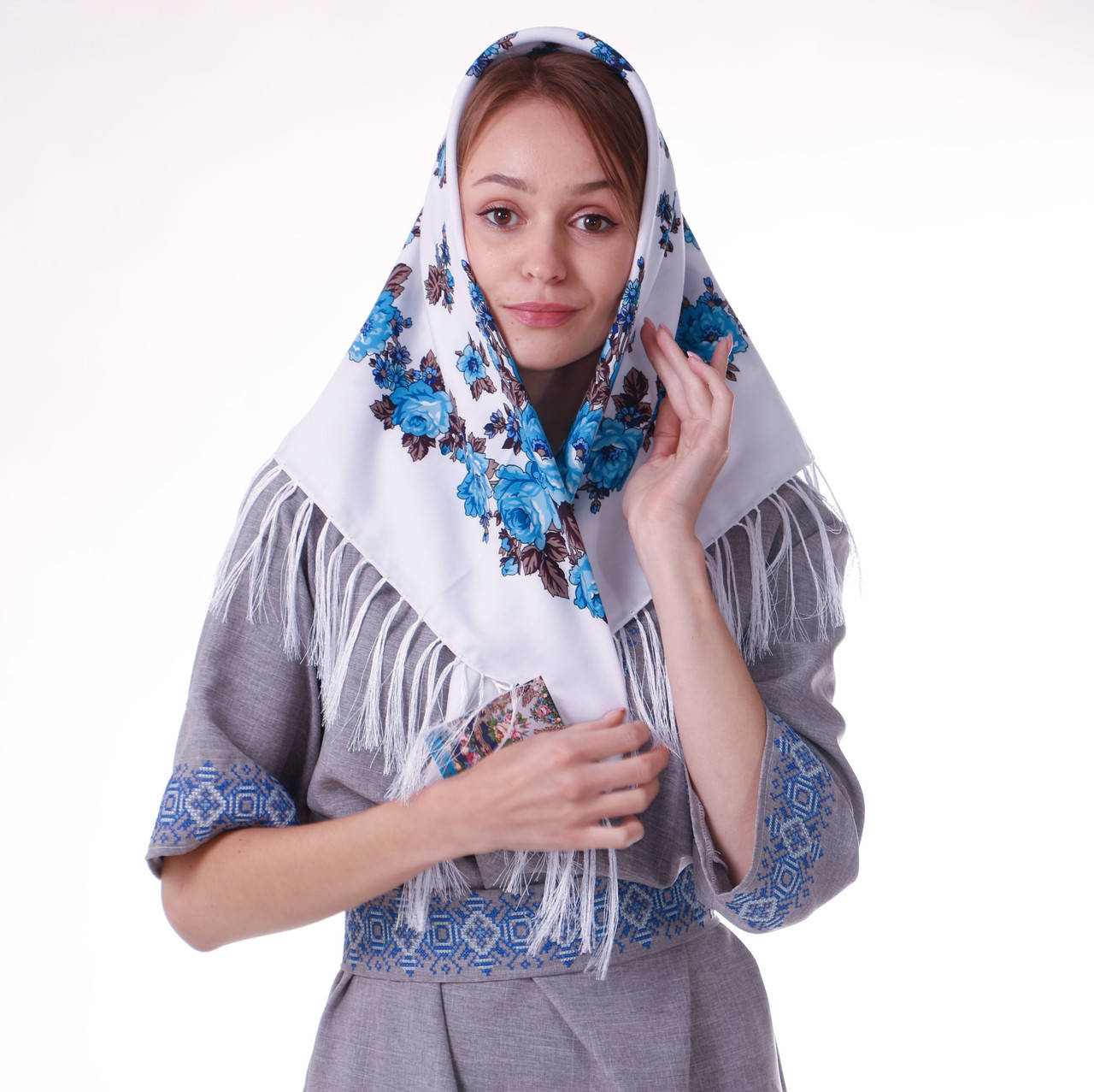 

Хустка вовняна біла з тороками т80/151, Белый