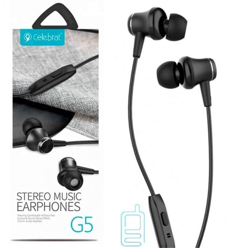 

Вакуумные наушники - гарнитура Celebrat G5 Black Черные, Черный