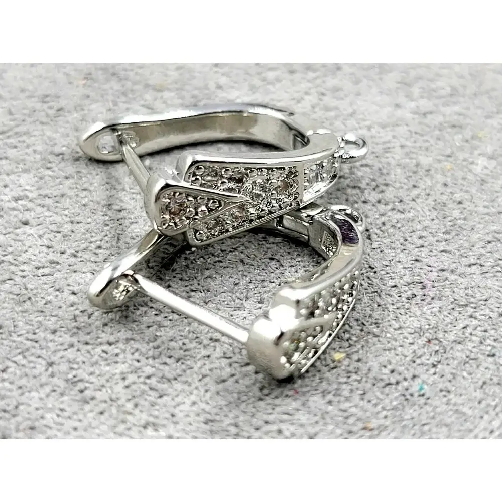 

Швензы для сережек с фианитами/ родий. гипоаллергенные, цвет - серебро, 1 пара