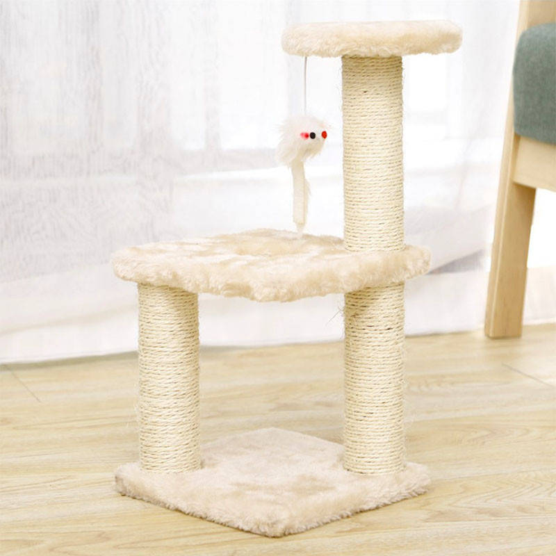 

Когтеточка для кота Taotaopets 072204 Beige с полками и игрушкой дряпка 20*20*40 см