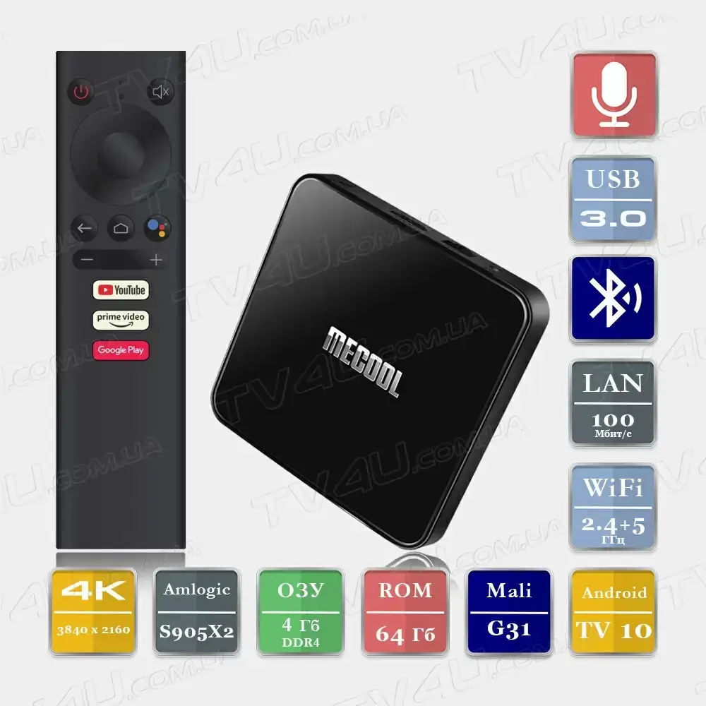 

Смарт ТВ приставка Mecool KM3 4/64 Гб Android TV Smart Box Андроид