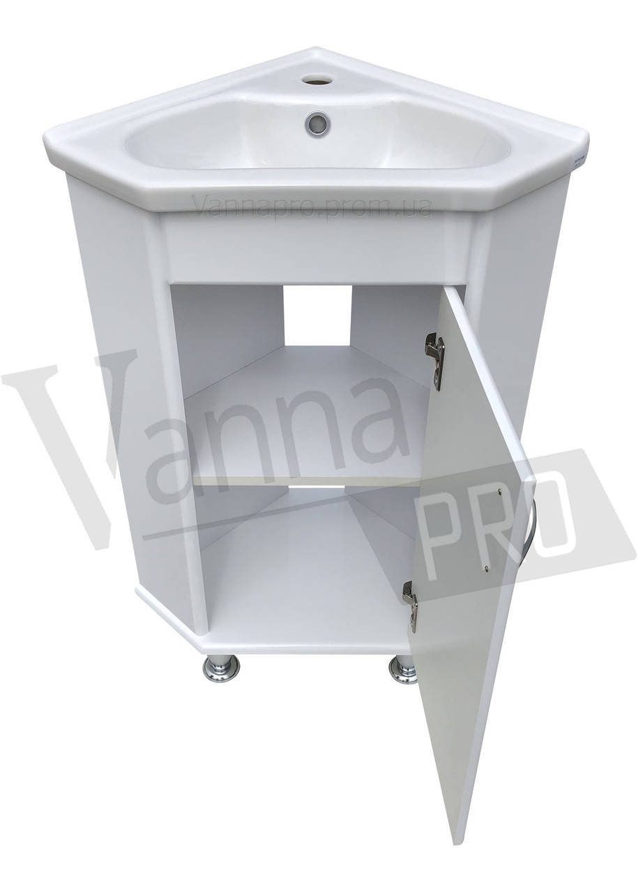 

Тумба ЮВВИС угловая для ванной комнаты напольная белая правая с умывальником "ДОРАДО"