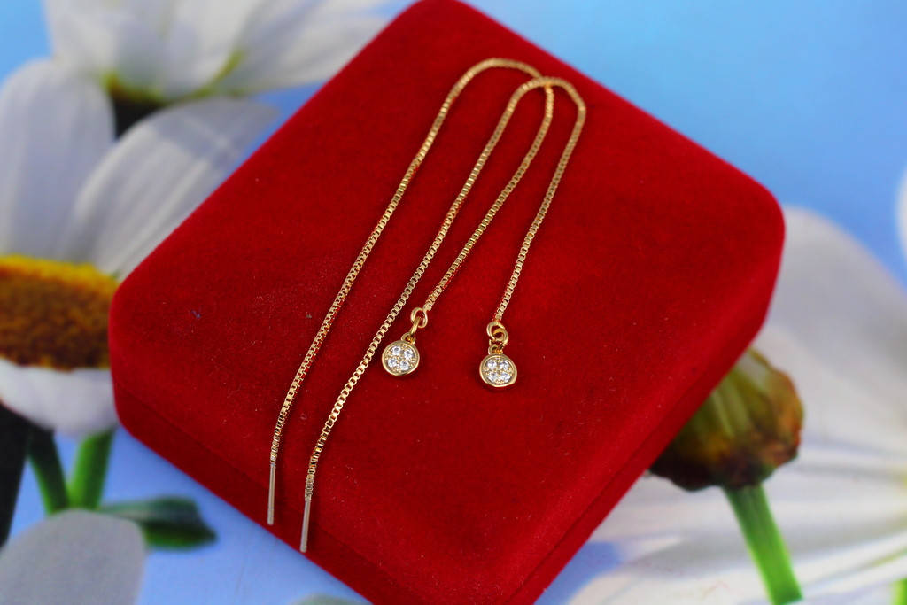 

Серьги продевки Xuping Jewelry четыре камня в ободке 12 см зотистые