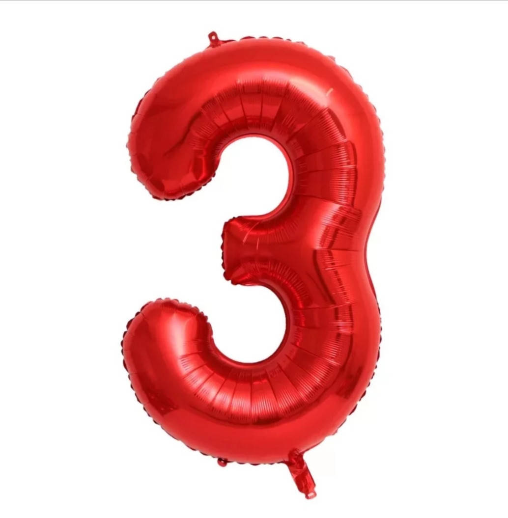

Шар цифра "3" (Красная) фольгированная "40" (100см), Красный