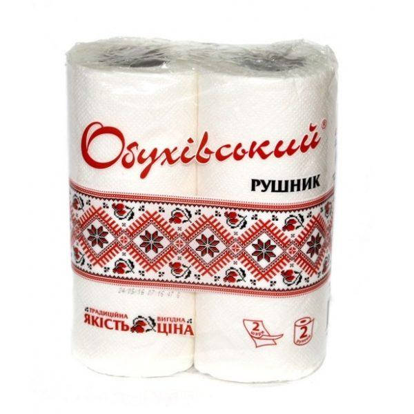 

Полотенца бумажные «Обуховский» 2-х слойные, 2 рулона, белые, Белый