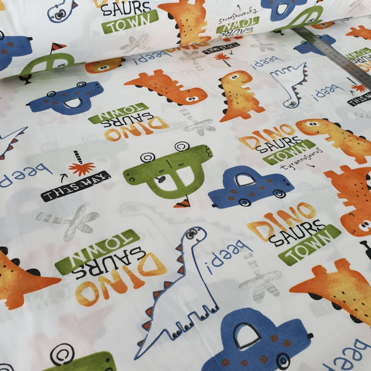 

Сатин. Динозавры и машинки