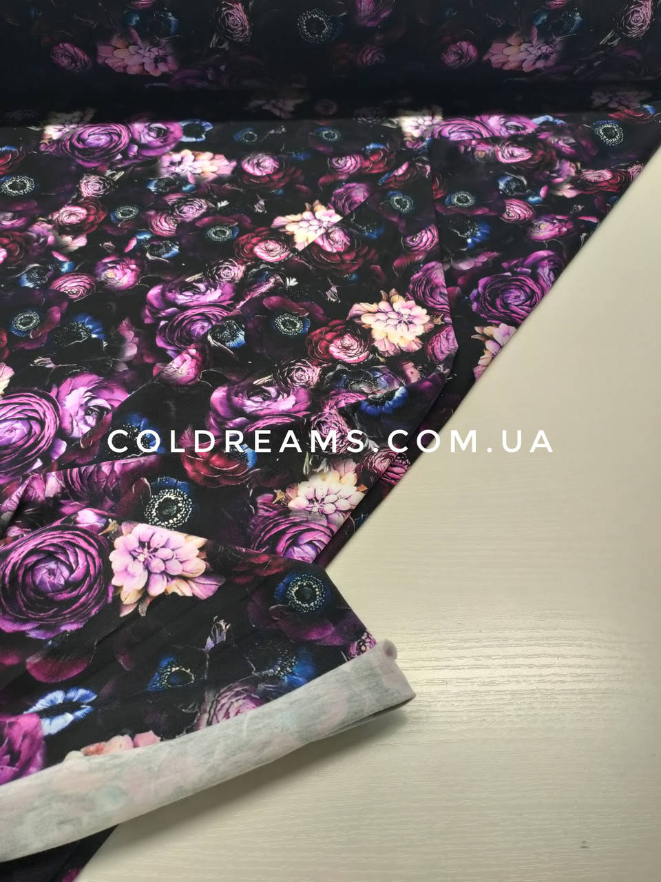 

Стрейч кулир принт "Фиолетовые цветы" - 180см. (диджитал)