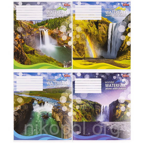 

Тетрадь школьная 12 листов клетка, серия "Удивительные водопады", белизна 100%
