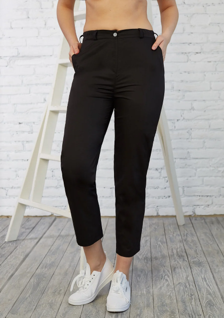 

Женские медицинские брюки из коттона в черном цвете размер 42-56 44, Черный