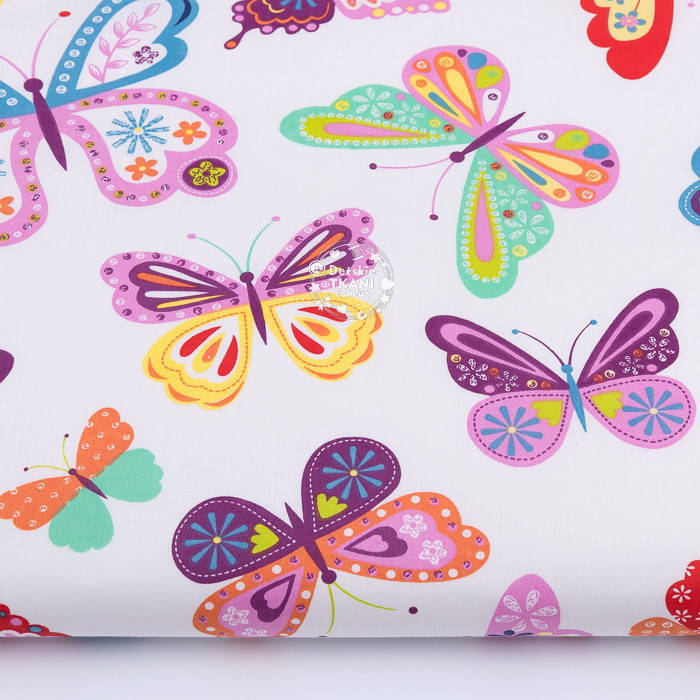 

Ткань хлопковая с большими разноцветными бабочками (№3291а), Разные цвета