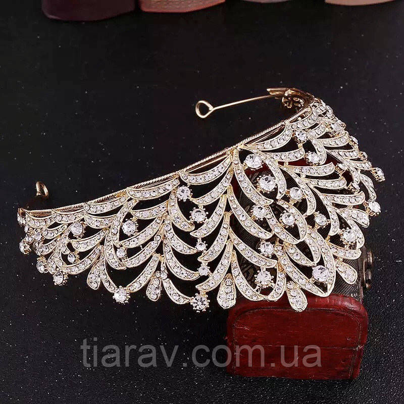 

Диадема золотая, тиара красивая, корона , высокая диадема