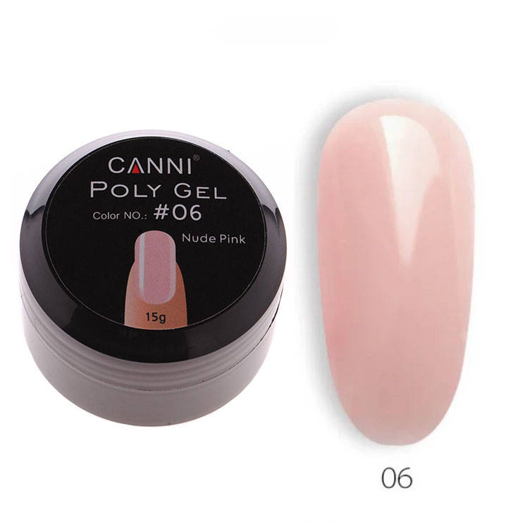 

Полигель (акрил-гель) CANNI №06 UV/LED 15 г, nude pink, Розовый