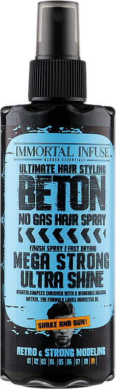 

Віск спрей для волосся Immortal Infuse Beton Мега сильний та блискучий 200 мл