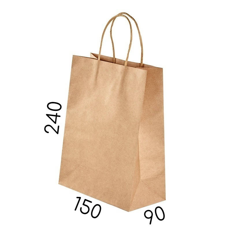 

Крафт пакет с ручками - 150 × 90 × 240 мм, Бурый