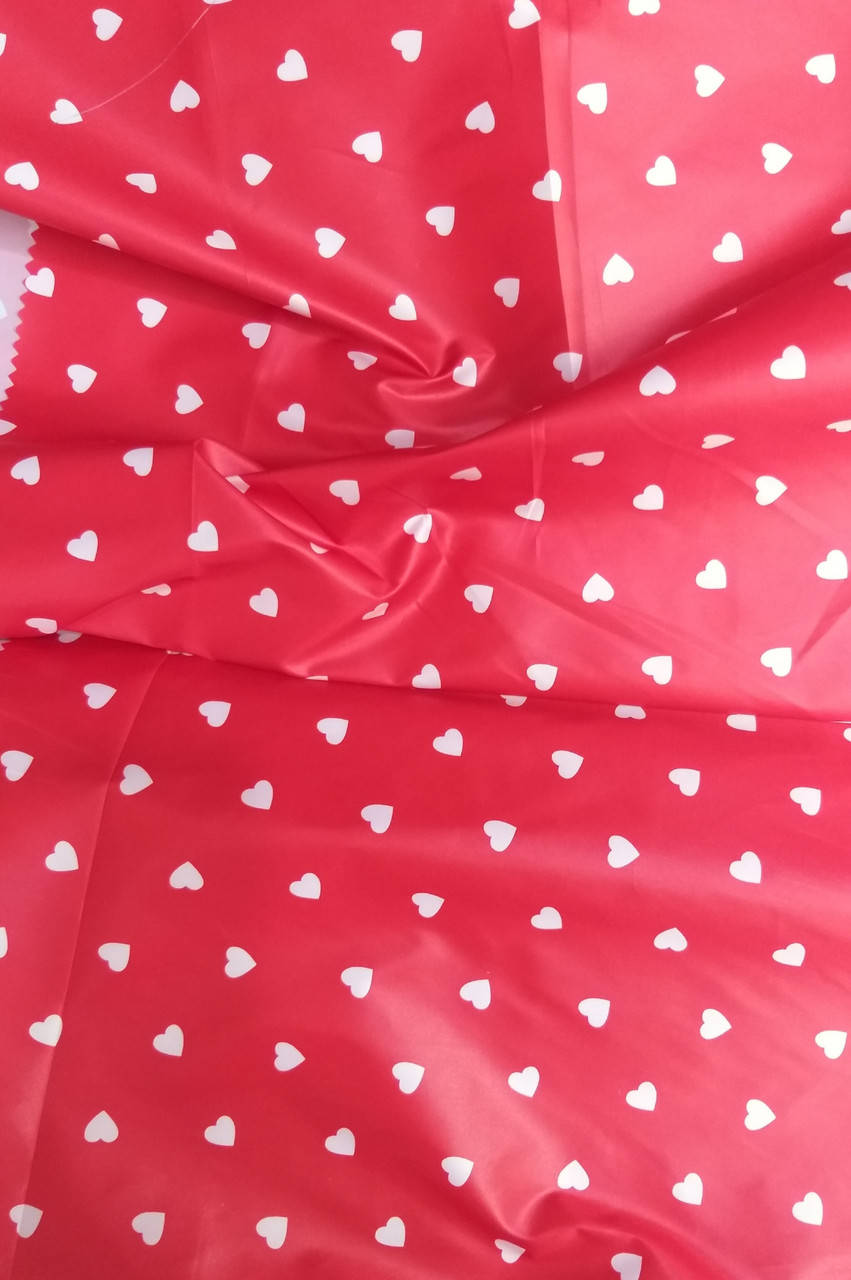 

Плащевка принт Лаке "Сердечки" (красная), Красный